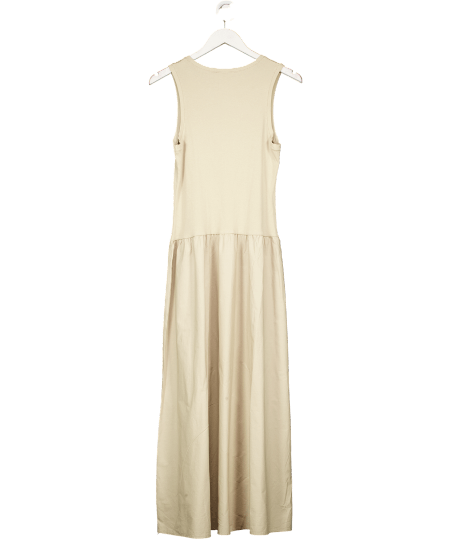 MANGO Beige Cotton Blend A - line Dress UK L - Reliked