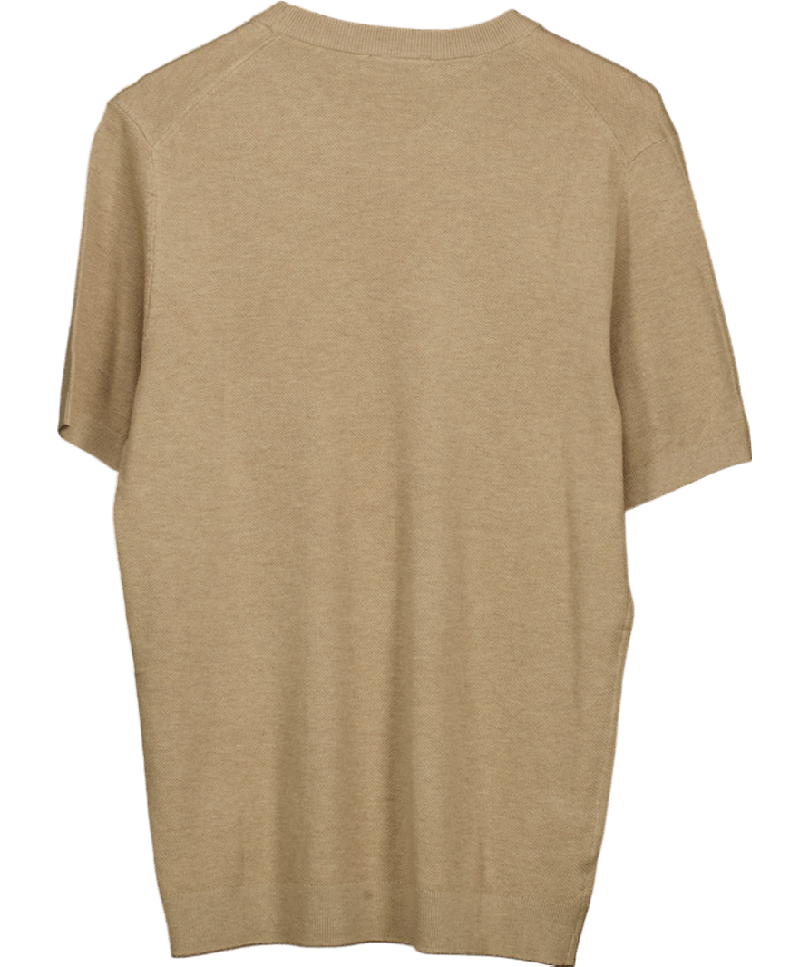 MANGO Beige Cotton Fine - knit T-shirt UK M - Reliked