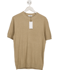 MANGO Beige Cotton Fine - knit T-shirt UK M - Reliked