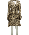 MANGO Beige Long Sleeve Leopard Print Dress UK M - Reliked