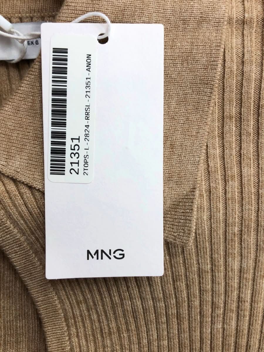Mango Beige Ribbed Knit Jumper L - Reliked