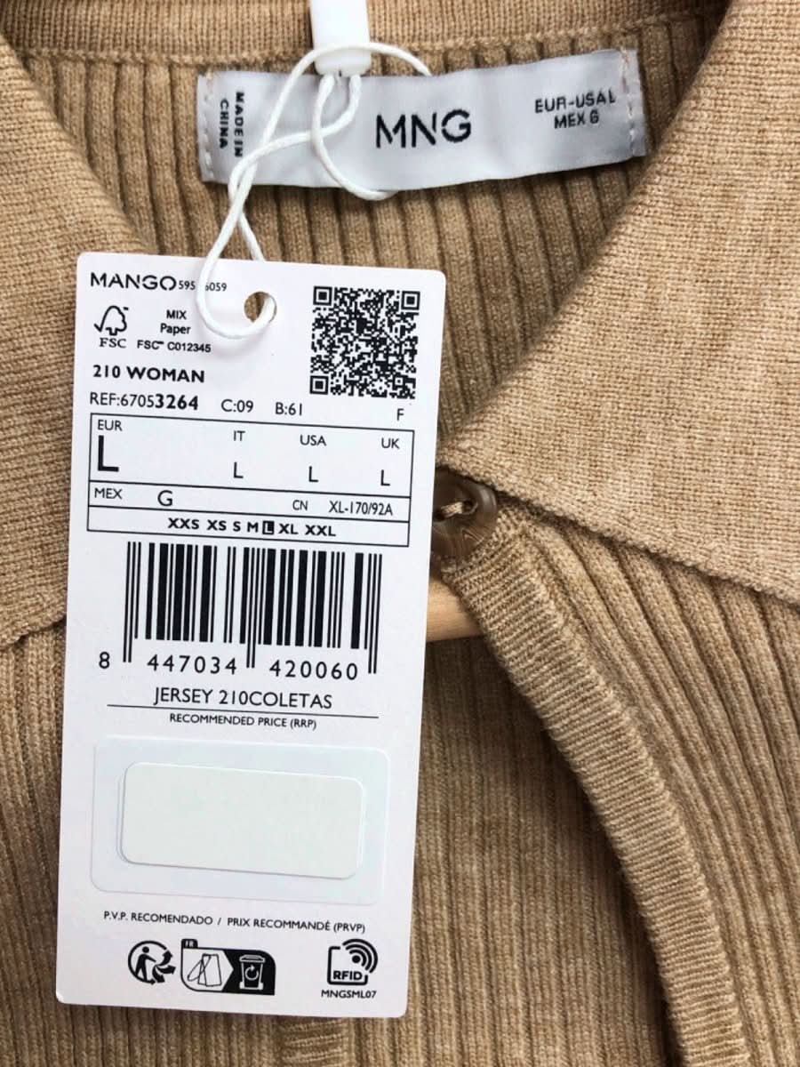 Mango Beige Ribbed Knit Jumper L - Reliked