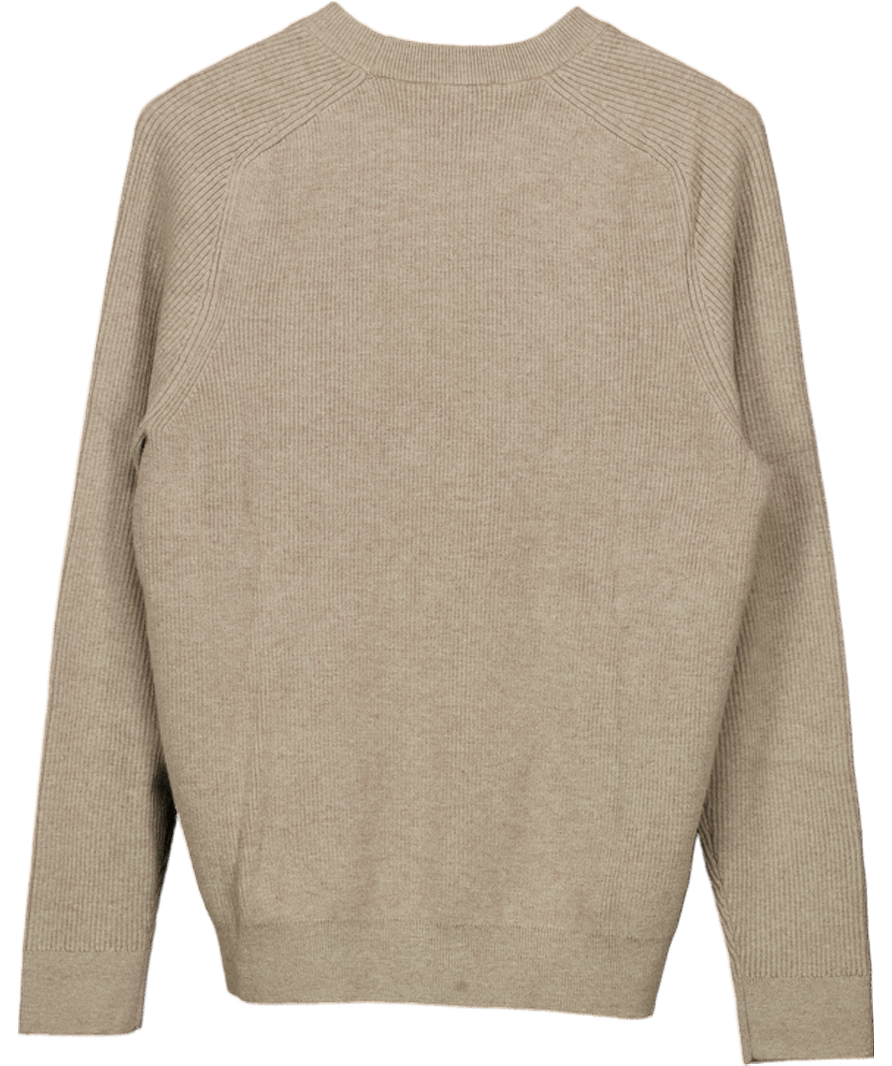 MANGO Beige Ribbed Wool Sweater UK S - Reliked