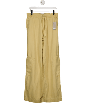 MANGO Beige Sand Lyocell Wide Leg Trousers UK M