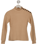 MANGO Beige Shoulder Buttons Ribbed Sweater UK XS - Reliked