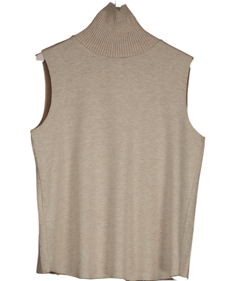 MANGO Beige Sleeveless Roll Neck Top UK M - Reliked