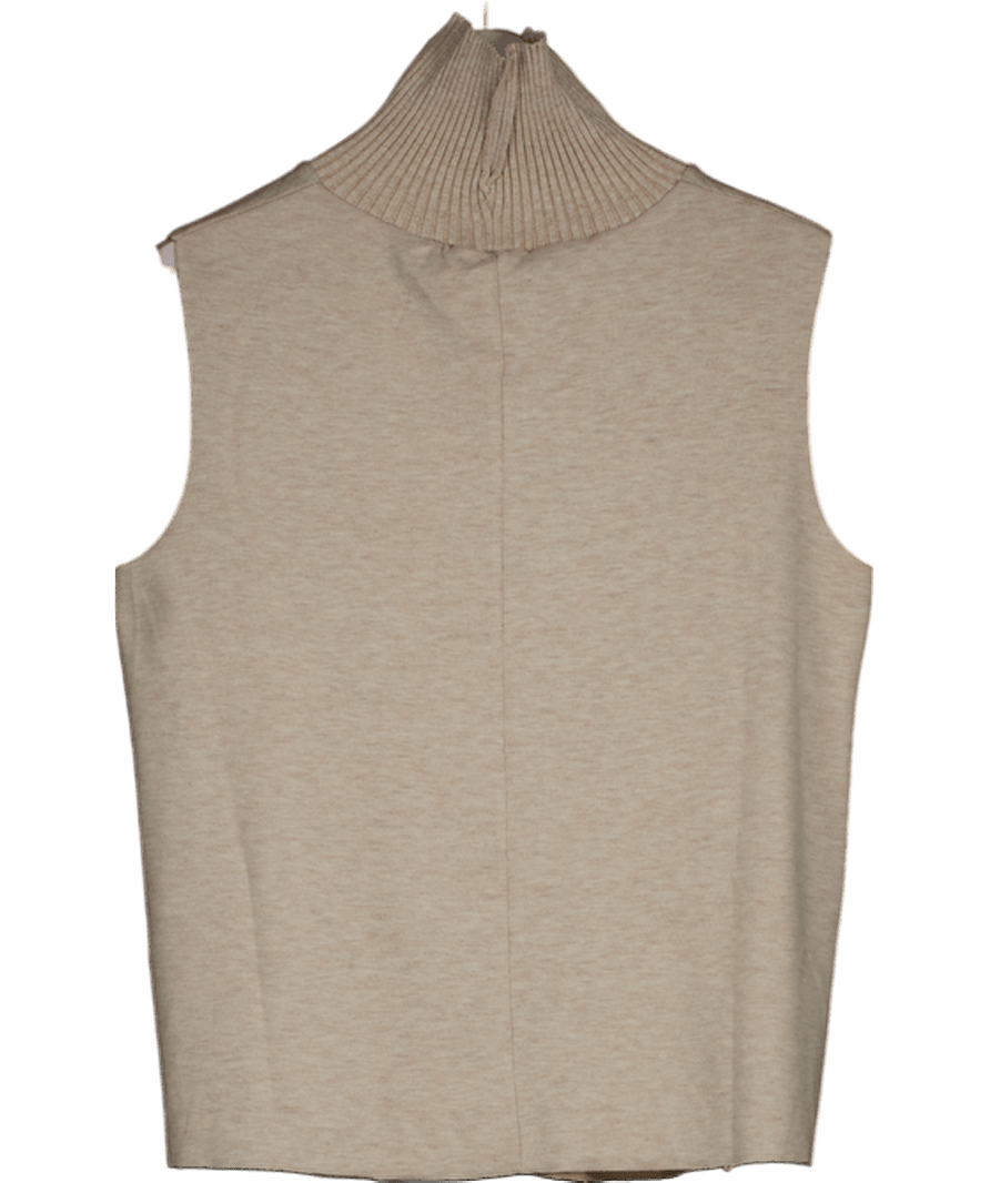 MANGO Beige Sleeveless Roll Neck Top UK M - Reliked