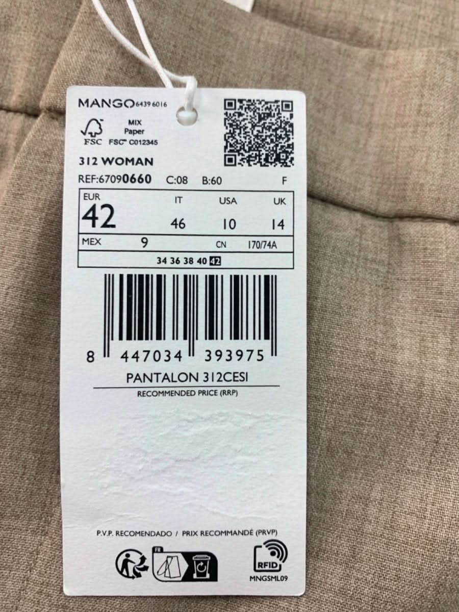 MANGO Beige Tailored Trousers EU 42 UK 14 - Reliked