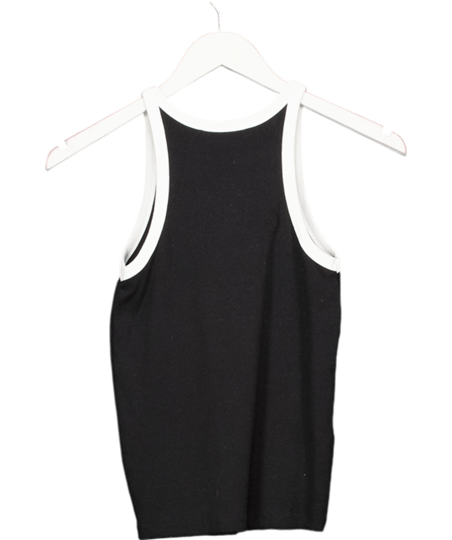 MANGO Black Contrast Trim Top UK S - Reliked