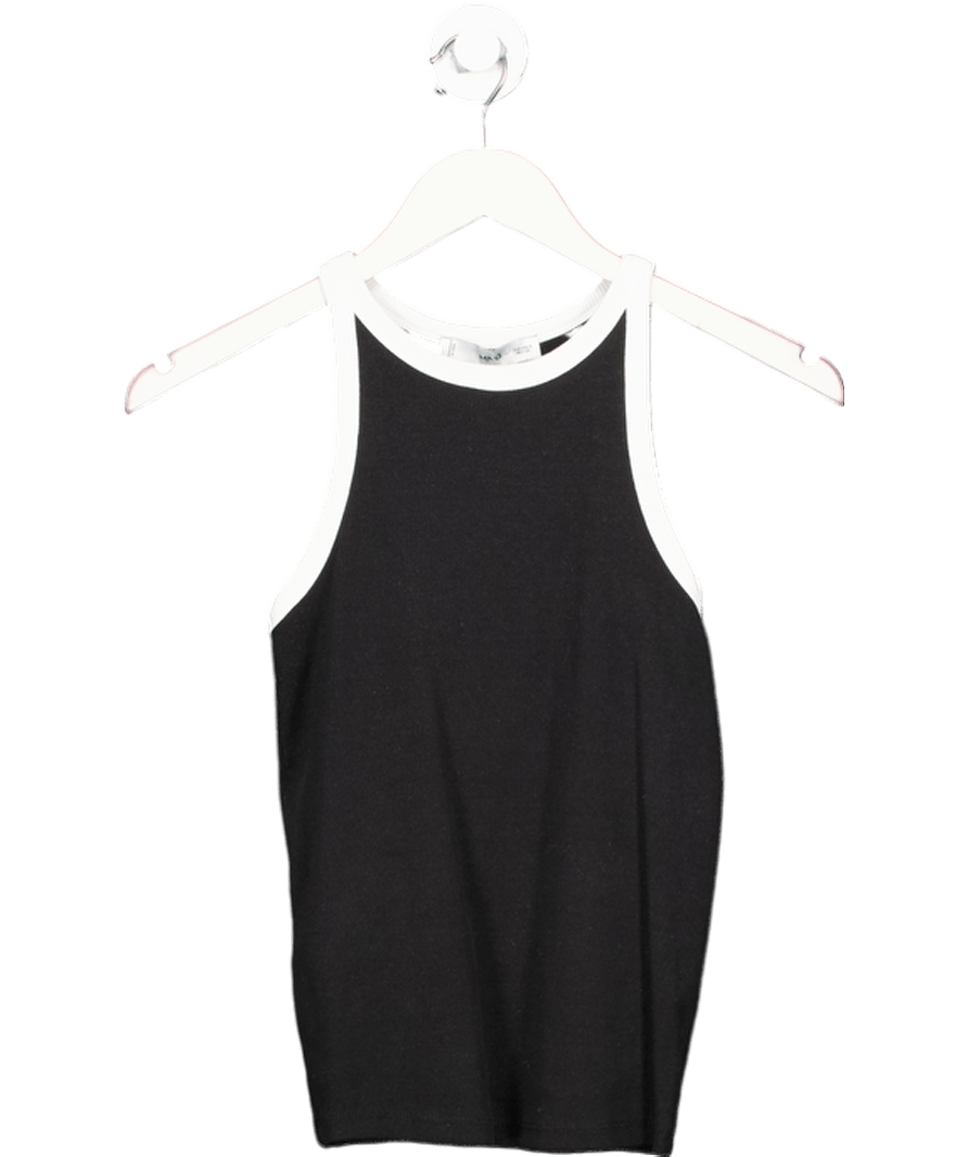 MANGO Black Contrast Trim Top UK S - Reliked