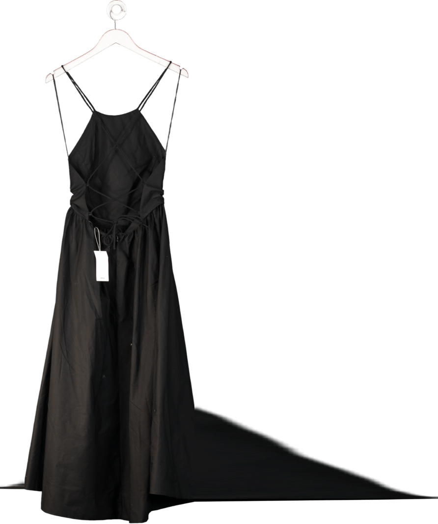 MANGO Black Cotton Halterneck Midi Dress UK S - Reliked
