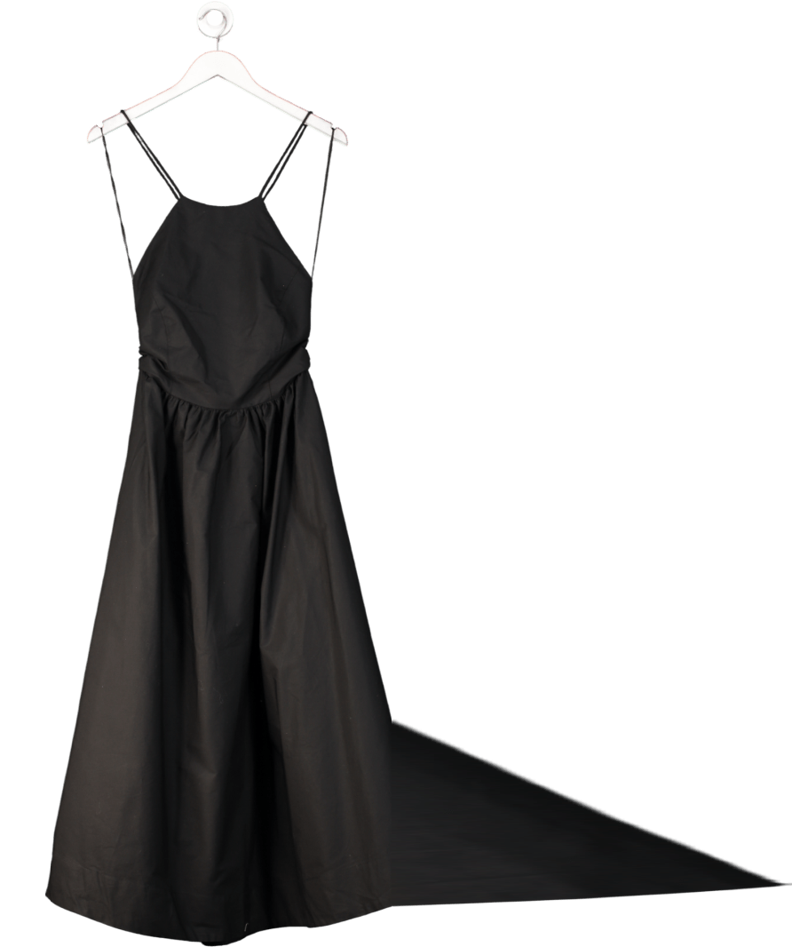 MANGO Black Cotton Halterneck Midi Dress UK S - Reliked