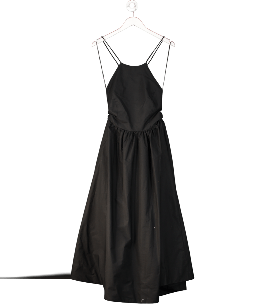 MANGO Black Cotton Halterneck Midi Dress UK S - Reliked