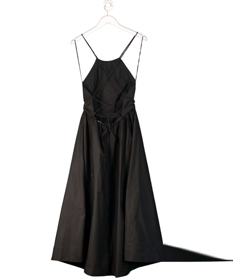 MANGO Black Cotton Halterneck Midi Dress UK S - Reliked