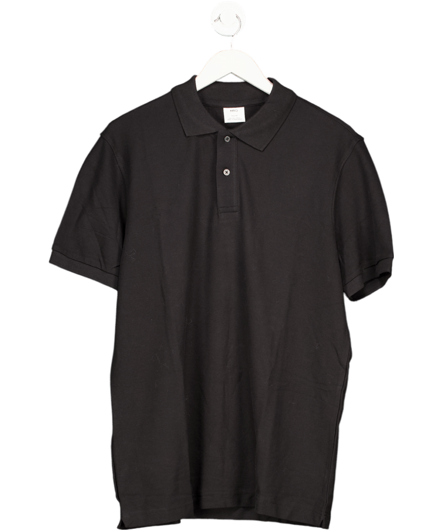 MANGO Black Cotton Pique Polo Shirt UK L - Reliked