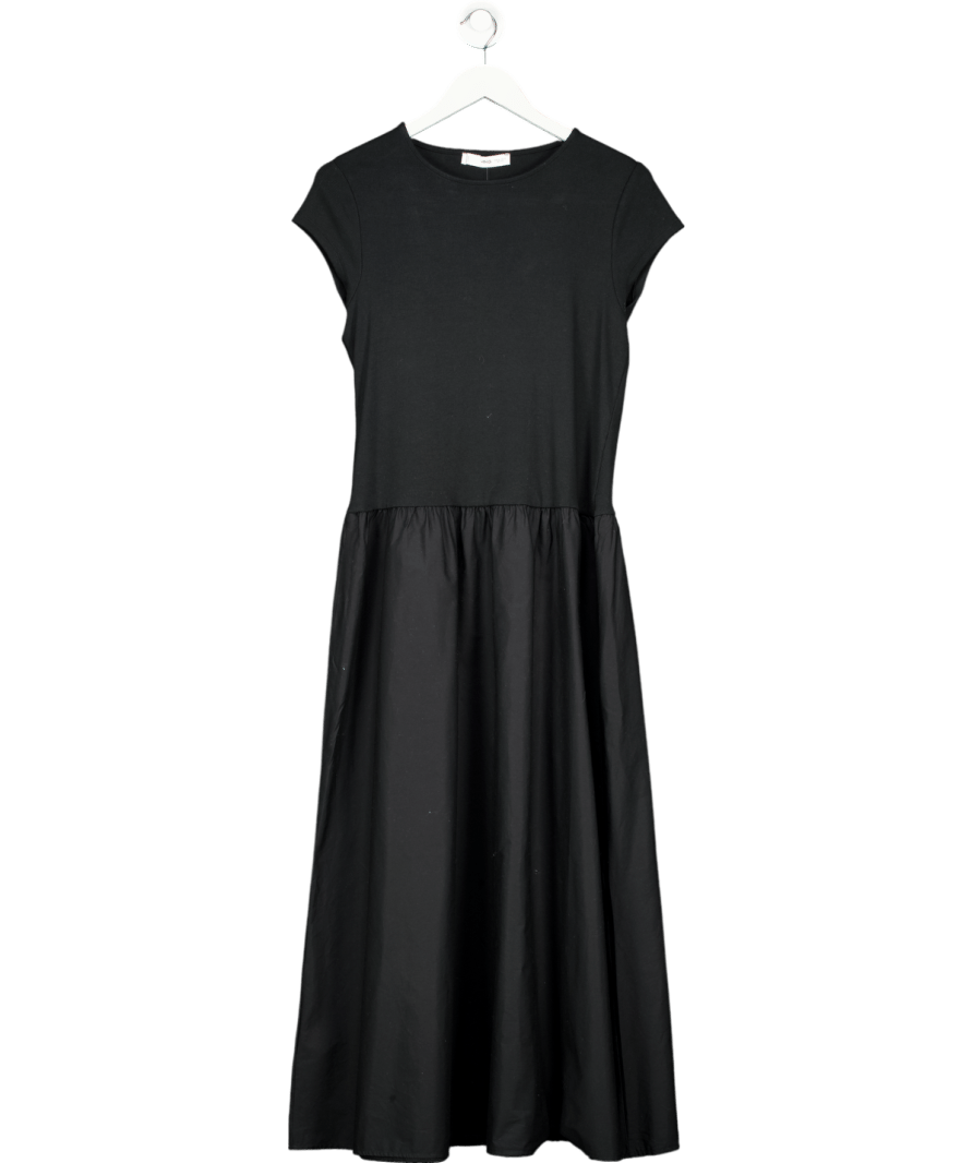 MANGO Black Flared Dress With Ruffled Hem UK XL - Reliked