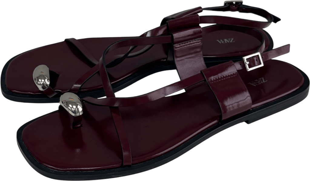 MANGO Black Flat Sandal With Gold Bead UK 7 EU 40 👠 - Reliked