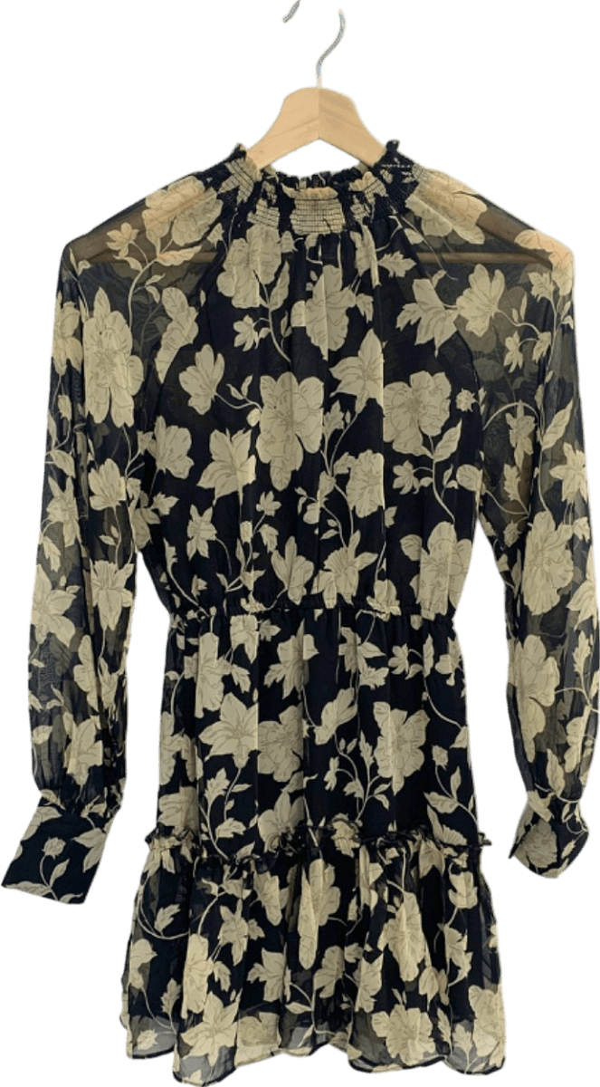 Mango Black Floral Print Chiffon Dress XS - Reliked