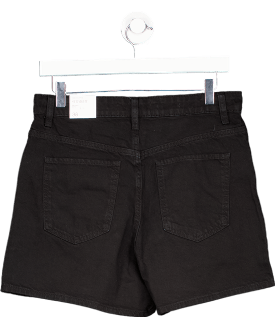 MANGO Black High - waisted Straight - fit Denim Shorts UK 10 - Reliked