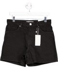 MANGO Black High - waisted Straight - fit Denim Shorts UK 10 - Reliked