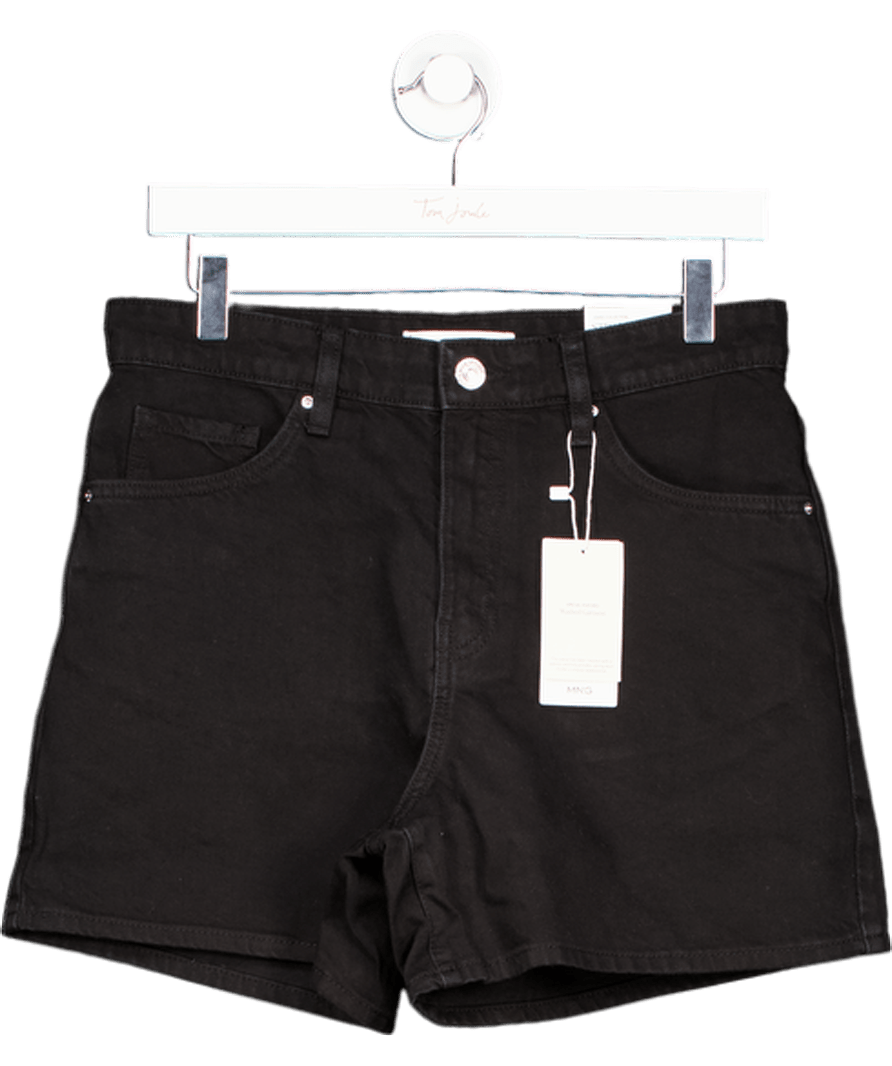 MANGO Black High - waisted Straight - fit Denim Shorts UK 10 - Reliked