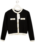 MANGO Black / Ivory Knitted Jacket Cardigan With Gold Buttons UK XXS - Reliked