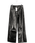 MANGO Black Leather - effect Straight - fit Trousers UK 10 - Reliked