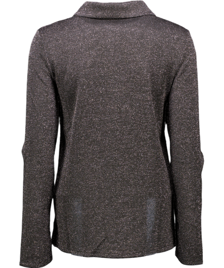 MANGO Black Lurex Knitted Shirt UK S - Reliked