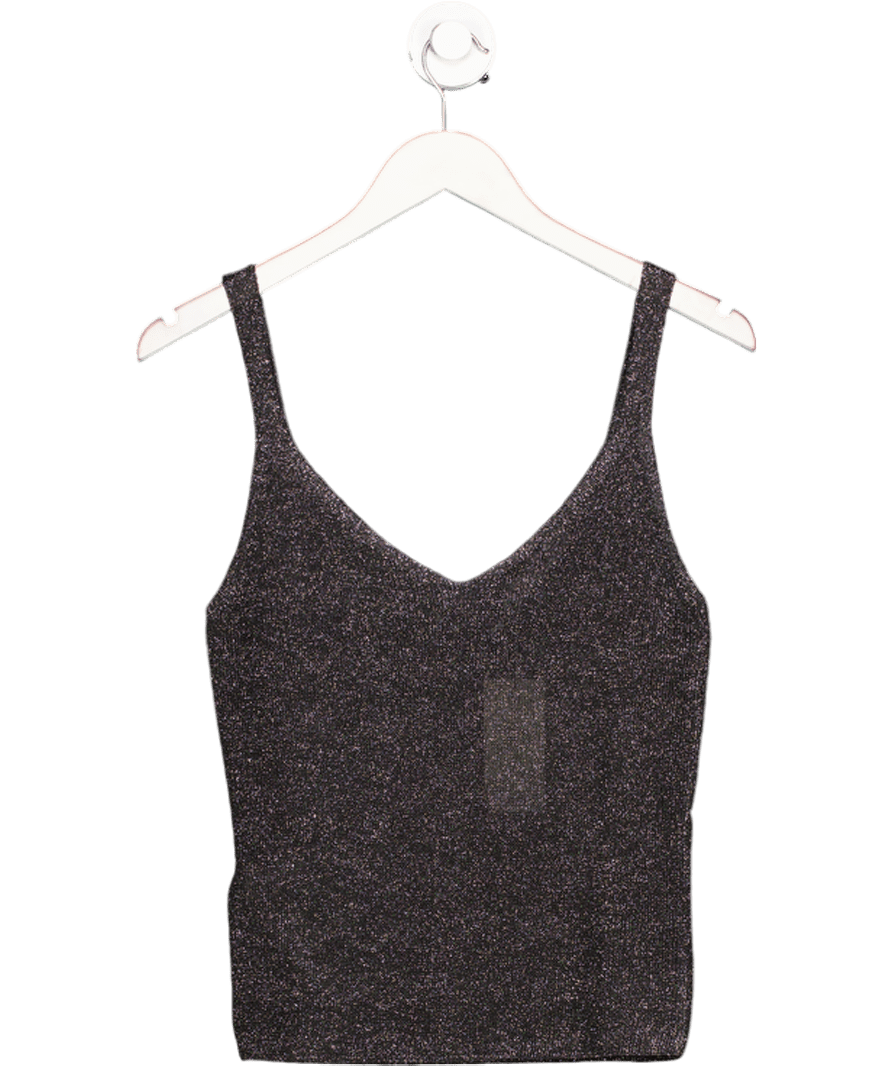MANGO Black Lurex Knitted Top UK S - Reliked