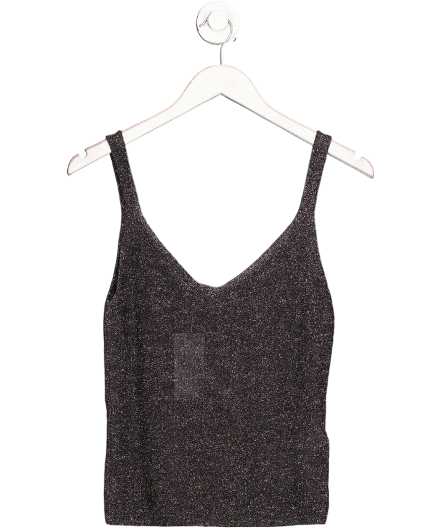 MANGO Black Lurex Knitted Top UK S - Reliked