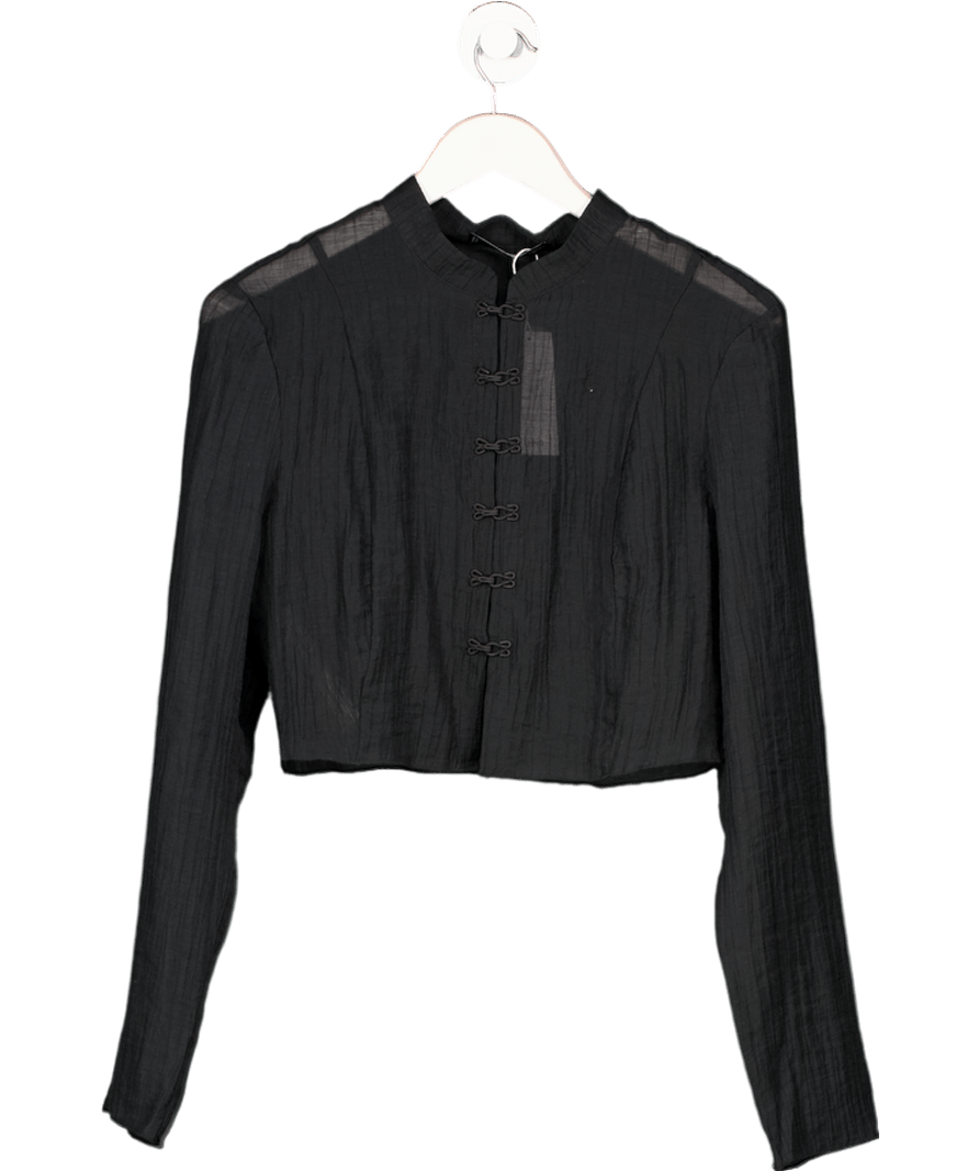 MANGO Black Mandarin Textured Top UK M - Reliked