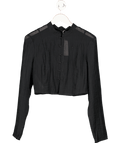 MANGO Black Mandarin Textured Top UK M - Reliked