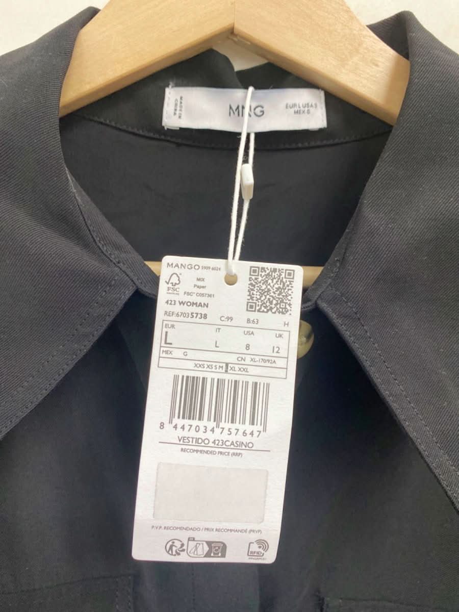 Mango Black Midi Shirt Dress UK L - Reliked