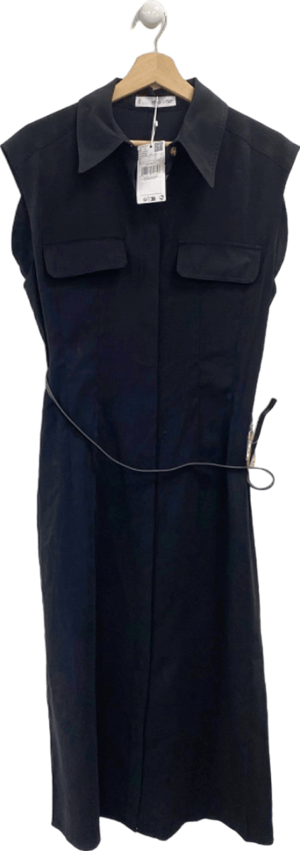 Mango Black Midi Shirt Dress UK L - Reliked