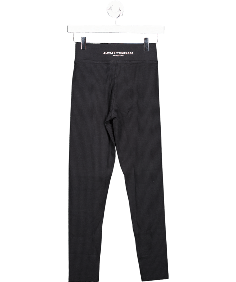 MANGO Black Ribbed Stretch Cotton Leggings 13 Years - Reliked