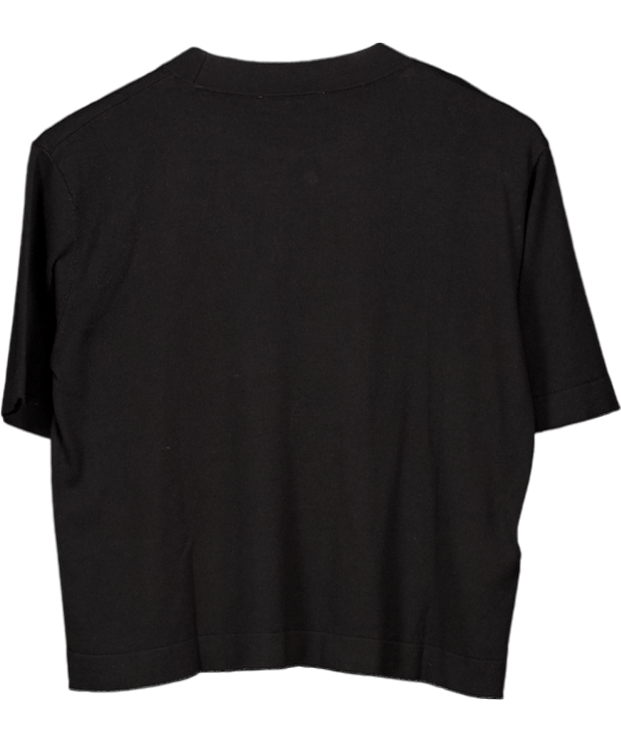 MANGO Black Short - sleeved Fine - knit Sweater UK S - Reliked