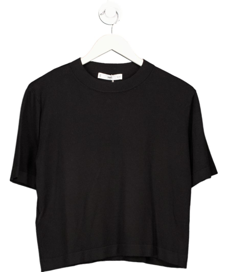 MANGO Black Short - sleeved Fine - knit Sweater UK S - Reliked