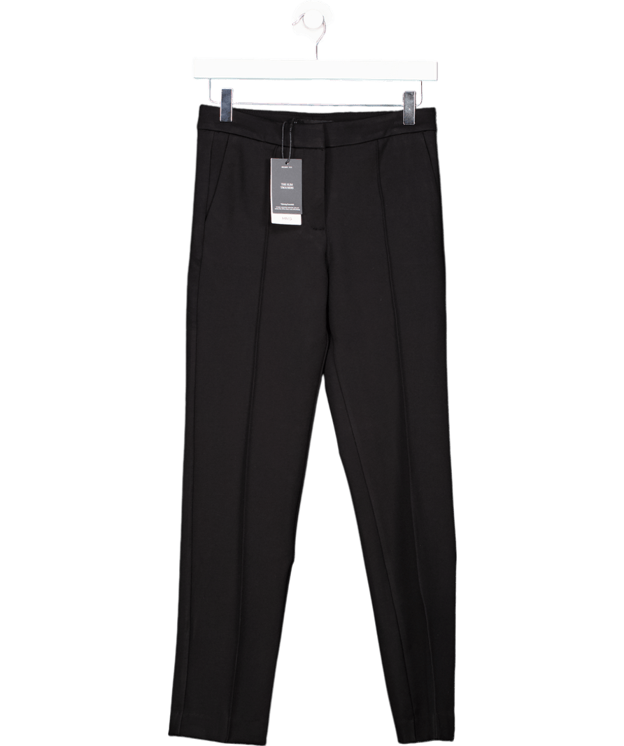 MANGO Black Straight Mid - rise Trousers UK 6 - Reliked
