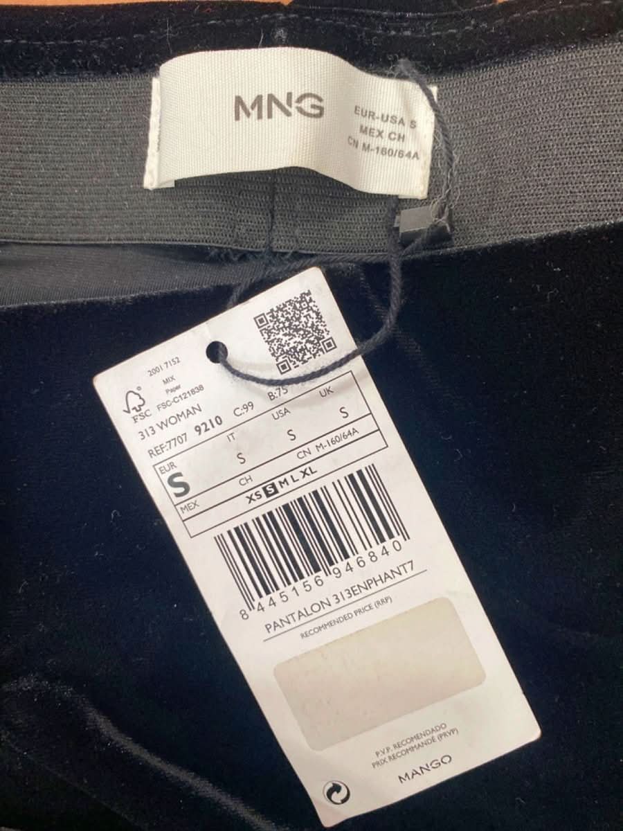 Mango Black Velvet Trousers UK S - Reliked