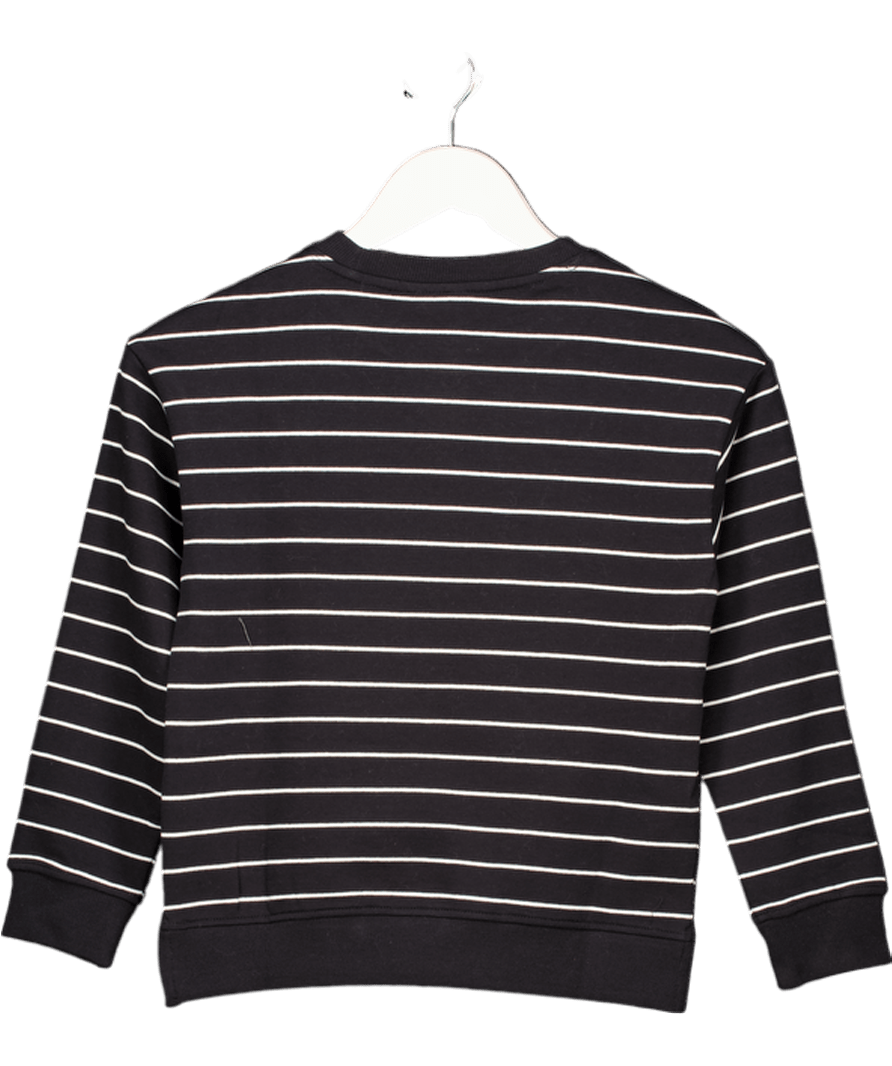 MANGO Black / White Striped Cotton Sweatshirt 7 - 8 Years - Reliked