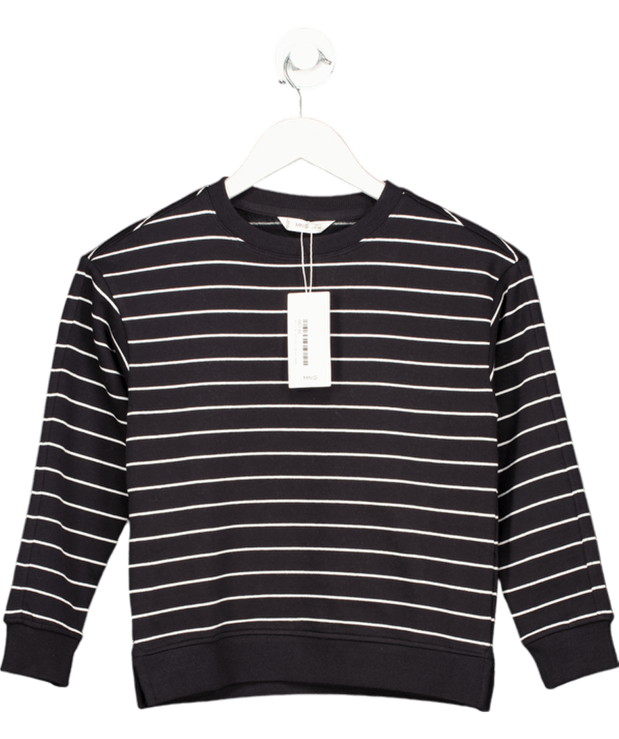 MANGO Black / White Striped Cotton Sweatshirt 7 - 8 Years - Reliked
