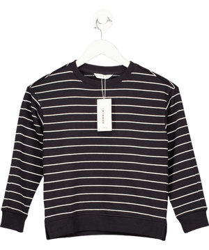 MANGO Black / White Striped Cotton Sweatshirt 7 - 8 Years