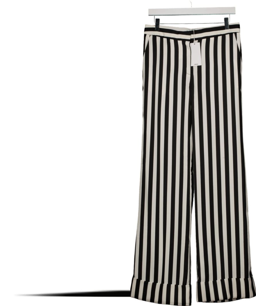 MANGO Black Wide - leg Striped Trousers UK 8 - Reliked