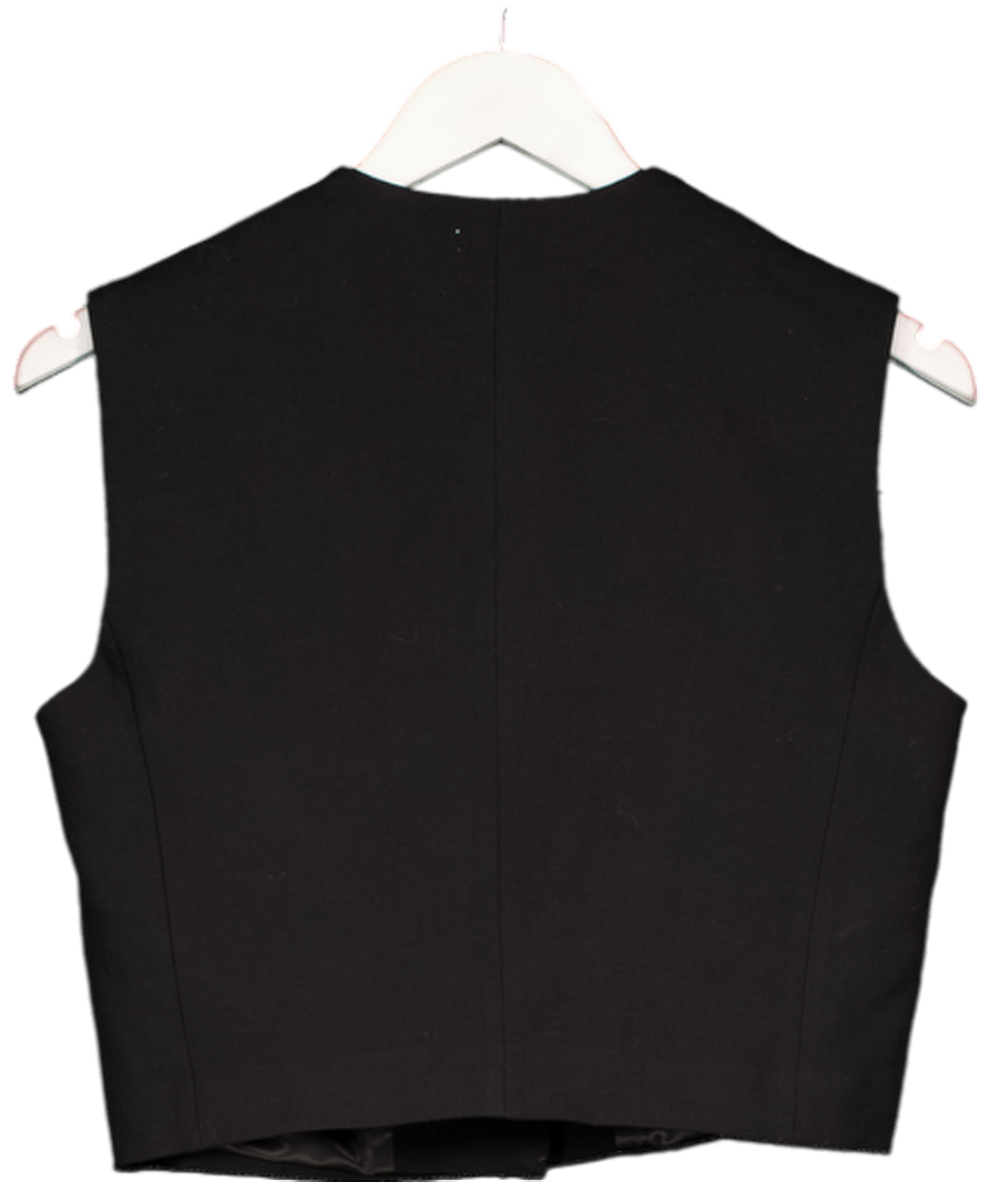 MANGO Black Wool Blend Suit Waistcoat With Buttons UK S - Reliked