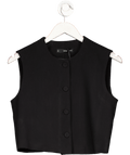 MANGO Black Wool Blend Suit Waistcoat With Buttons UK S - Reliked