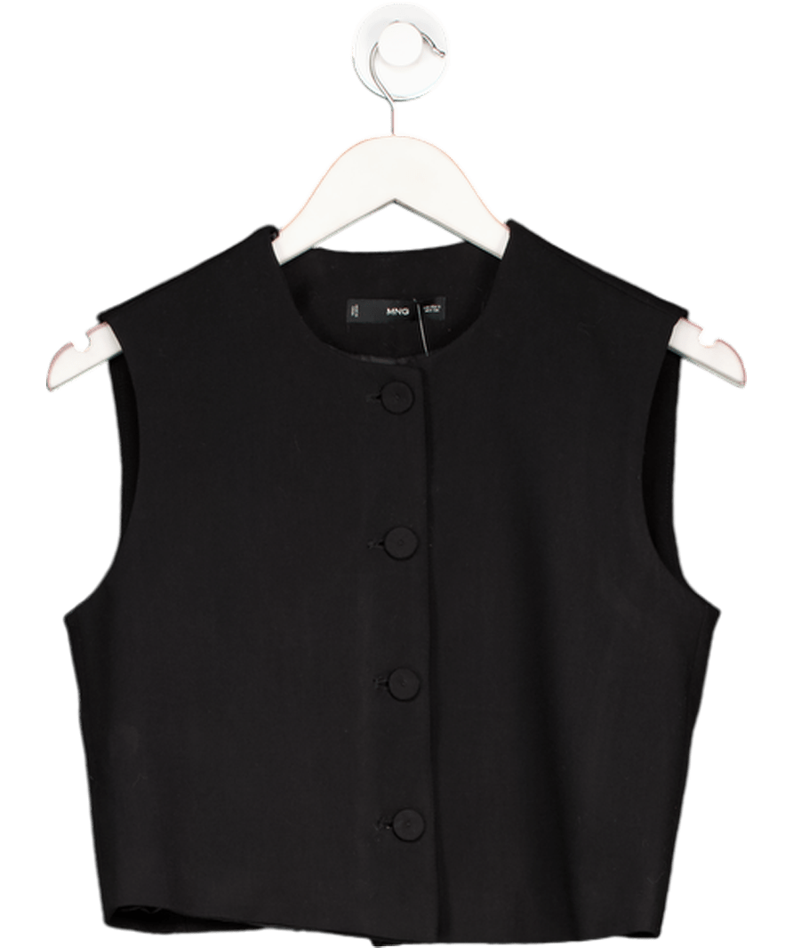 MANGO Black Wool Blend Suit Waistcoat With Buttons UK S - Reliked