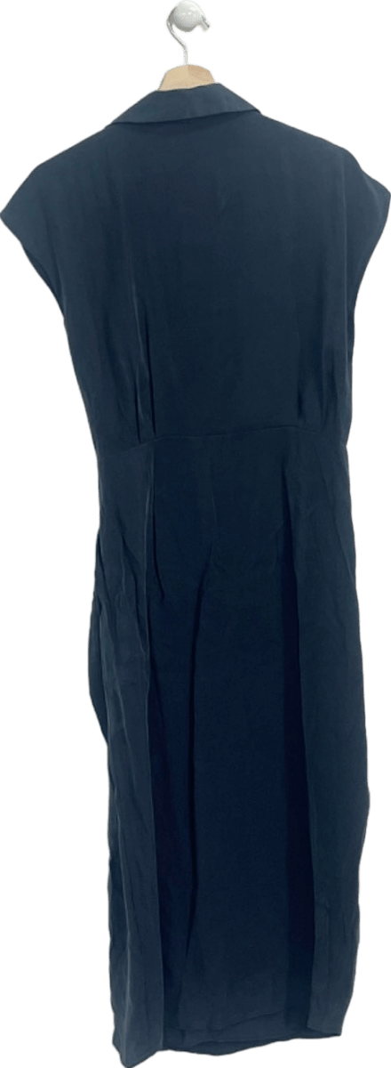 Mango Black Wrap Midi Dress UK L - Reliked