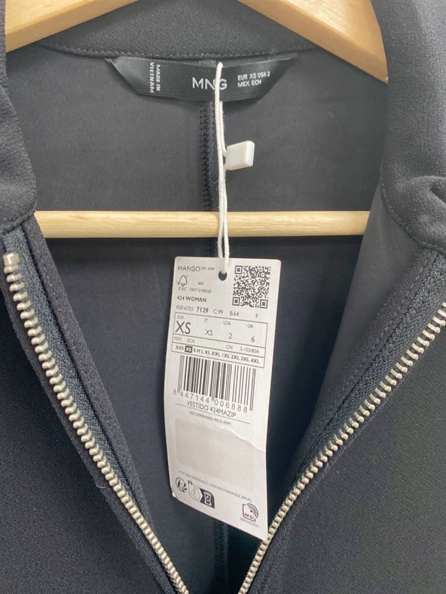 Mango Black Zip - Front Sleeveless Dress XS - Reliked