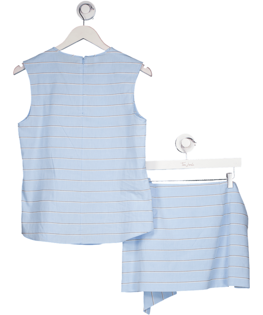 MANGO Blue 2 - piece Striped Cotton Blouse And Bow Detail Mini Skirt (uk 8) Set UK S - Reliked