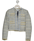 MANGO Blue / Cream Italian Fabric Salt Tweed Jacket UK XS - Reliked